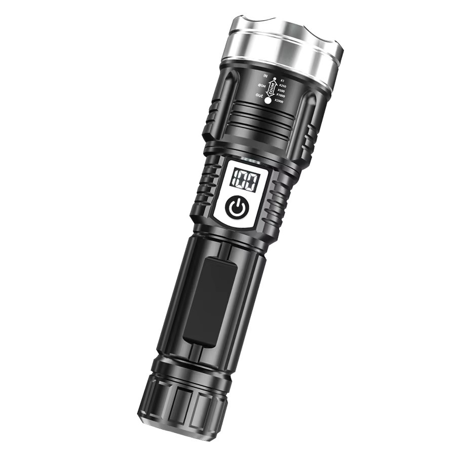 Heinast Tragbare Taschenlampe in Schwarz mit großer Reichweite und Typ-C-Wiederaufladung aus Aluminium - Bild 7