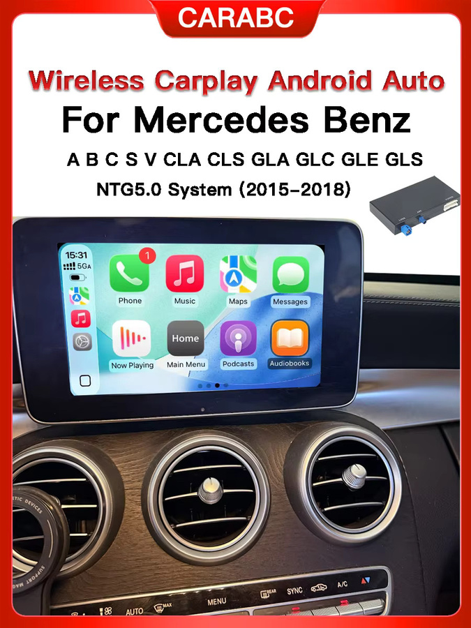 CARABC Drahtloses CarPlay und Android Auto Modul für Mercedes Benz NTG 5.0 System, Schwarz - Bild 5