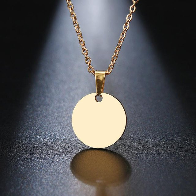 Wucifang Jewelry Halskette Edelstahl, Roségold, runder Kreis Anhänger, 45 cm, Damen - Bild 1