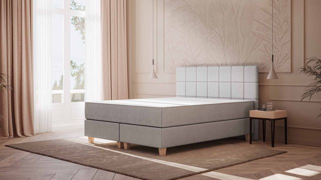 Emma Original Boxspringbett modern in Grau mit gepolstertem Rahmen, Breite: 140 cm, Tiefe: 200 cm - Bild 1