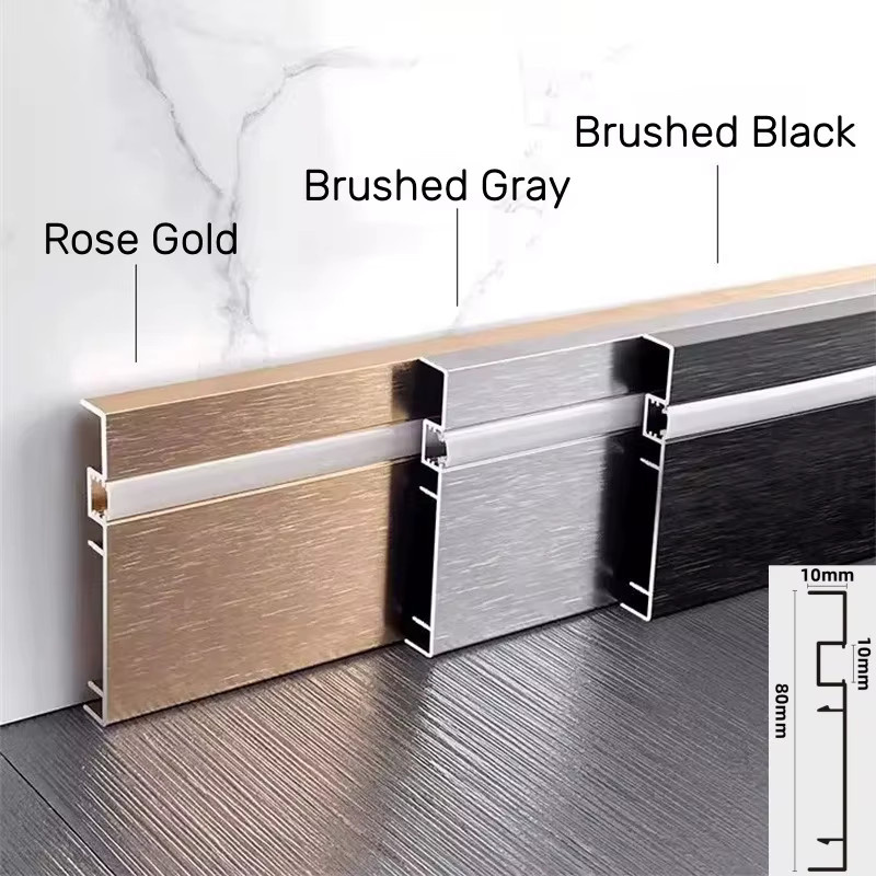 KSDLIGH Aluminium LED Profil für Sockelleisten mit PC Abdeckung und Hintergrundbeleuchtung, Farbe: Silber, H x B: 50 mm x 78 mm - Bild 4