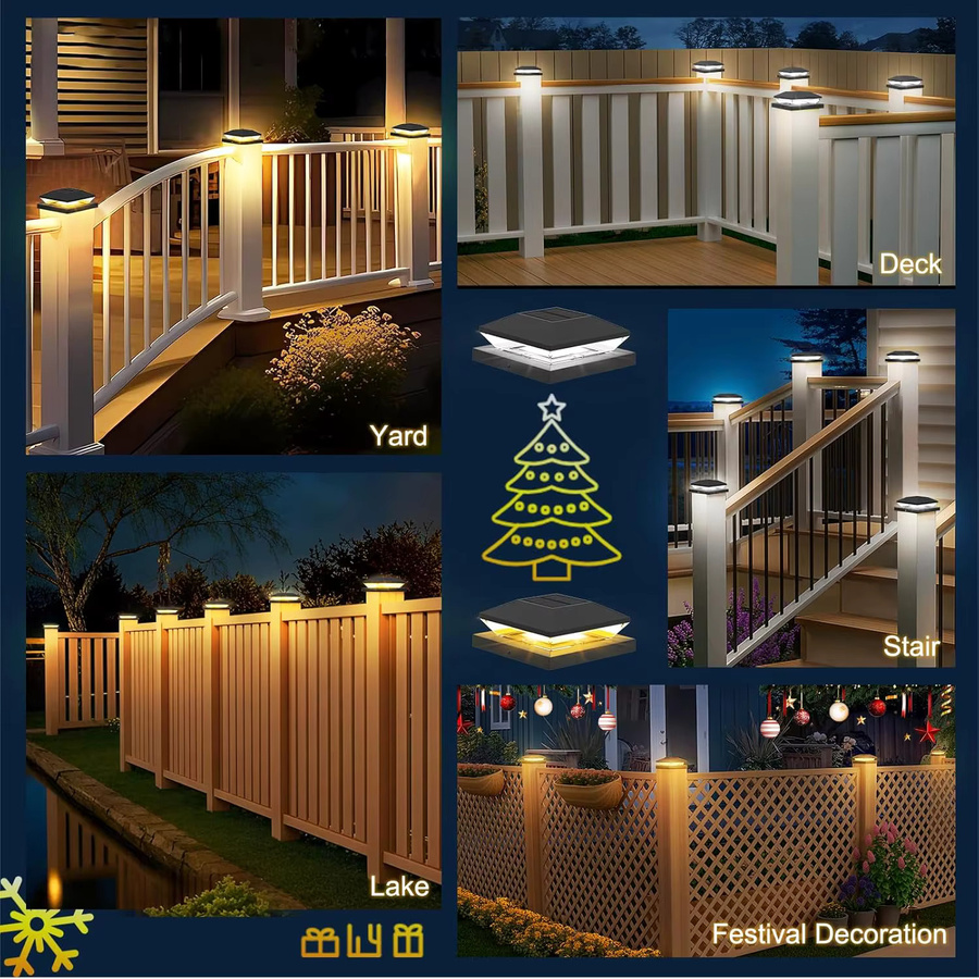 Crepow Solar LED Zaunleuchten Set mit integrierter LED, IP65 wasserdicht, 2 Stück - Bild 6