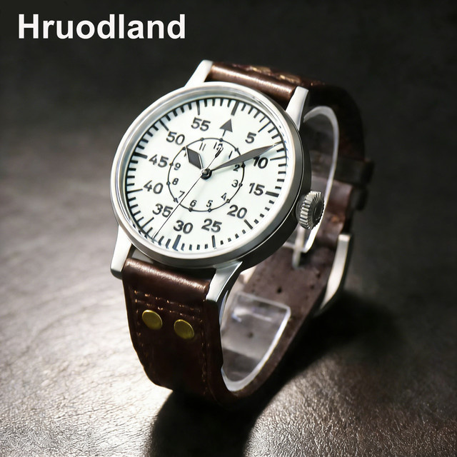Hruodland Piloten-Herrenuhr, Automatik, Edelstahl, Saphirglas, 10 ATM - Bild 1