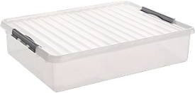 Sunware Q-LINE Aufbewahrungsbox mit Deckel, transparent/grau, stapelbar, 60 l, B: 50 cm, T: 80 cm, H: 18 cm - Bild 1