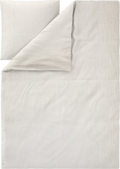 LIVARNO Musselin-Bettwäsche aus Baumwolle in Beige, B/H: 135 x 200 cm mit Kissenbezug 80 x 80 cm - Bild 1