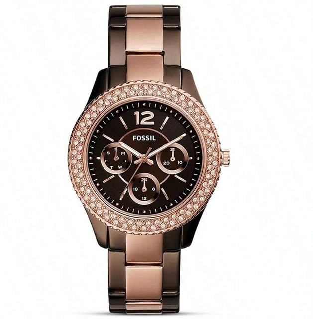 Fossil Armbanduhr Damen, Quarz, Edelstahl, Kristall, Roségold - Bild 1