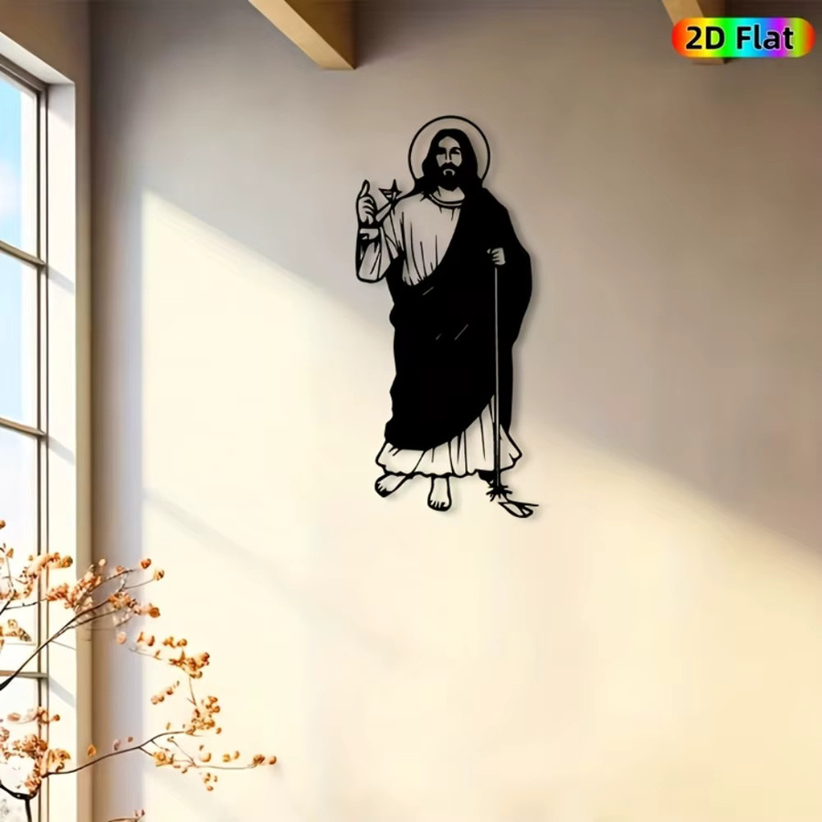CIFBUY Jesus Metall-Wandkunst Christliche Dekoration in Schwarz - Bild 1