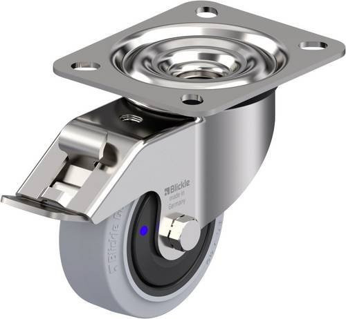 Blickle Edelstahl-Lenkrolle LEX-POEV 80XKF-FI-SG in Silber mit 80mm Rad-Durchmesser und 140kg Tragfähigkeit - Bild 1