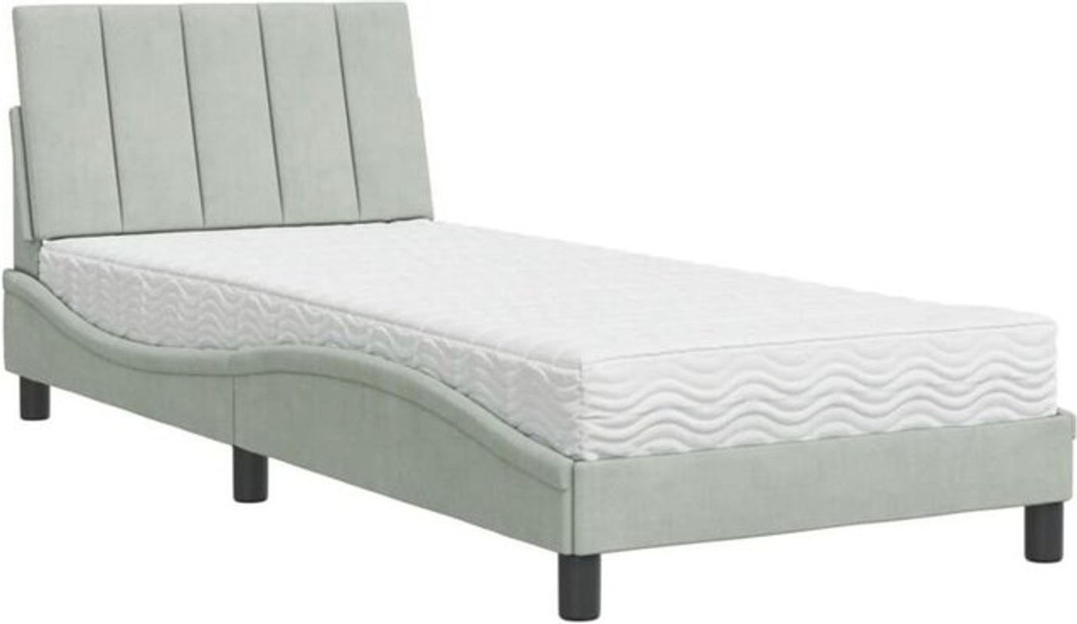 Polsterbett Hanko von Vidaxl mit Matratze in Grau, Modernes Samt-Bett aus Metall und Holzwerkstoff, B/T: 80 x 200 cm - Bild 1