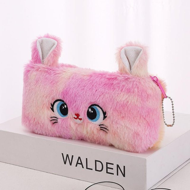 Kawaii Plüsch Federmäppchen von Yiran Furniture in Hellrosa für Mädchen mit großer Kapazität und Reißverschluss - Bild 1
