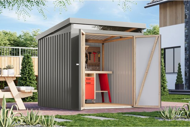 Metallgerätehaus Saltley M von Karibu Holztechnik in Anthrazit - Bild 1