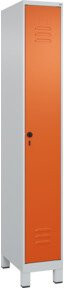 C+P Spind Classic PLUS Garderobenschrank mit 1 Abteil, grau und orange, Stahlkonstruktion, H x B x T: 195 x 30 x 50 cm - Bild 1