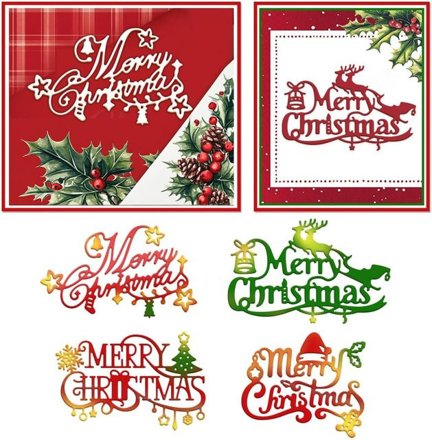 Metall Schablonen für DIY Scrapbooking und Bastelarbeiten mit Weihnachts-Segen-Motiven in Mehrfarbig - Bild 1