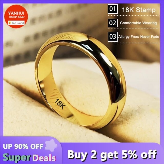yanhui Ehering 750 Gold, 4 mm, Unisex - Bild 1