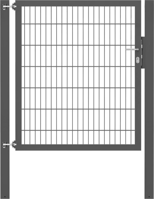 Einzeltor Flexo Plus aus Stahl in Anthrazit mit Pfosten, B: 125 cm, H: 140 cm, Pfosten: 80 x 80 cm - Bild 1