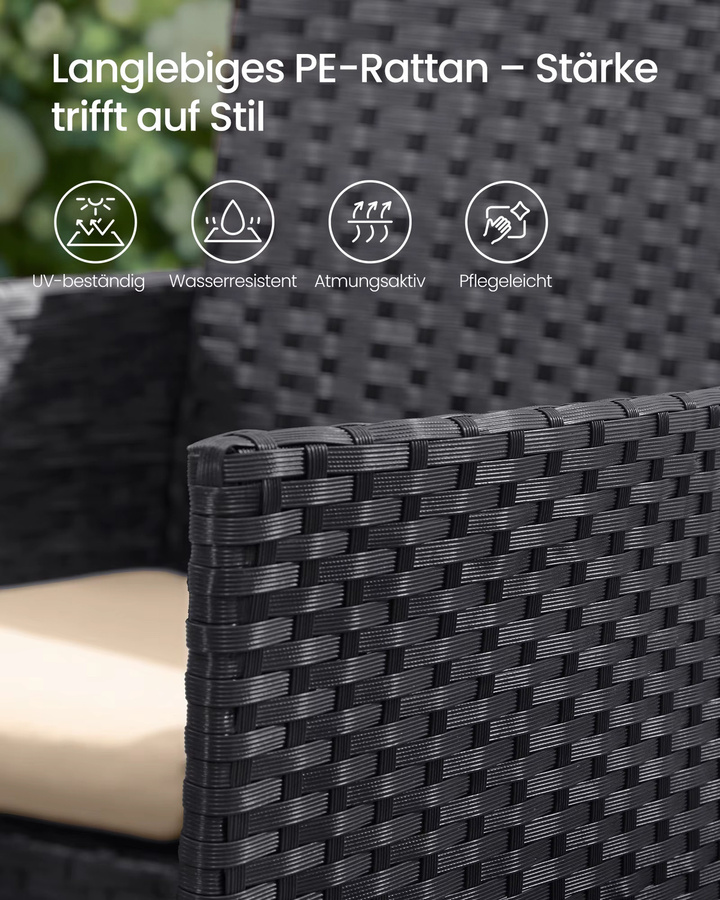 SONGMICS Gartenmöbel-Set aus PE-Polyrattan in Gelb mit Tisch und 2 Stühlen für Balkon und Terrasse - Bild 5