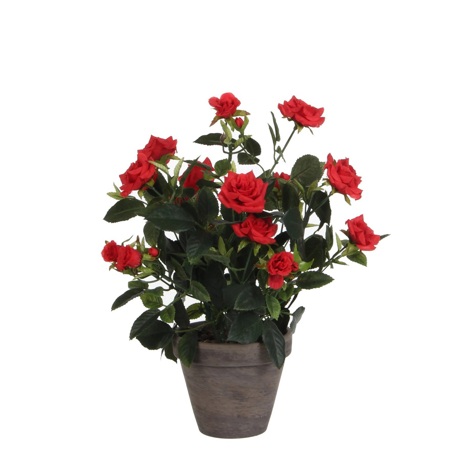 Mica Decorations Kunstpflanze Rosenstrauch im Blumentopf, Farbe: Rot, Durchmesser: 25 cm, Höhe: 33 cm - Bild 2