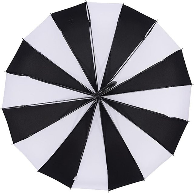 Bloom Habitat Pagodenschirm Retro Schwarz-Weiß Gestreift mit Haken-Griff aus Metall und Polyester - Bild 1