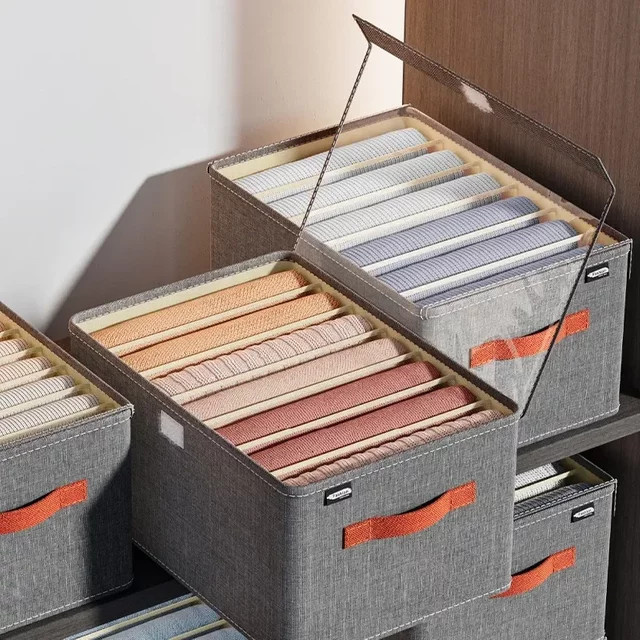 Oxford Aufbewahrungsbox mit Trenner und transparentem Deckel für Kleidung und Hosen in Grau - Bild 1