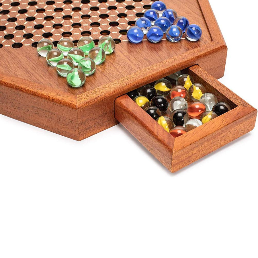 TOMTOP JMS Chinesische Dame Brettspiel Set aus Holz mit Glas Ball - Bild 3