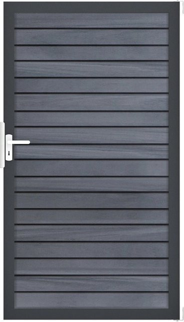 GroJa Steckzaun-Tor Solid-Rhombus 1-flg. DB703 Universal-DIN in Steingrau, Höhe: 180 cm, Breite: 104 cm, Tiefe: 4 cm - Bild 1
