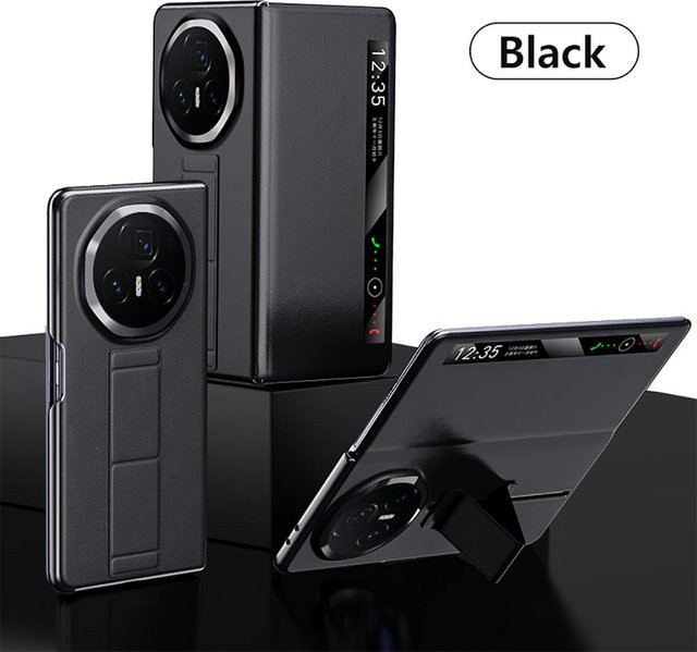 LANGSIDI Smart Flip Case für Honor Magic V3 und Magic V2 aus echtem Rindsleder mit Magnetischem Handgelenkriemen und Klappständer in Braun oder Schwarz - Bild 1
