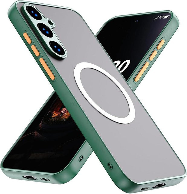 Stoßfeste MagSafe Hybrid Schutzhülle für Samsung Galaxy S24 S23 S22 Ultra Plus S21 FE S21 Plus in Transparent und Grün - Bild 1