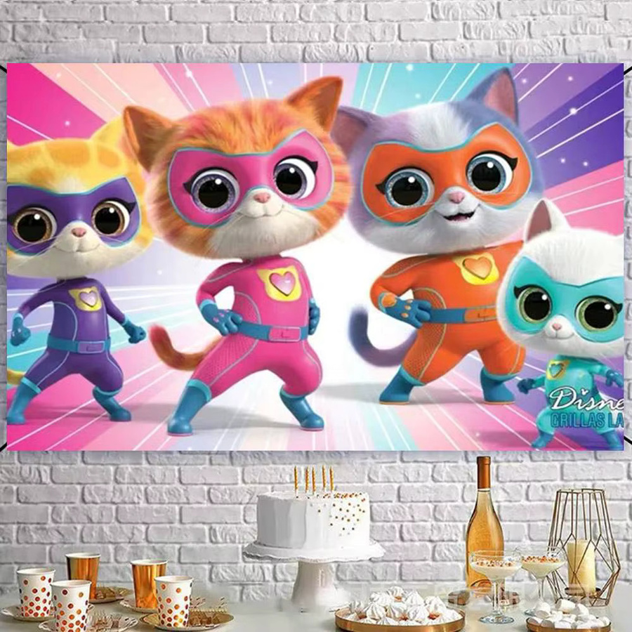 Mesuca Fotohintergrund SuperKitties Cartoon Vorhang, Mehrfarbig, B/H: 70 x 70 cm - Bild 3