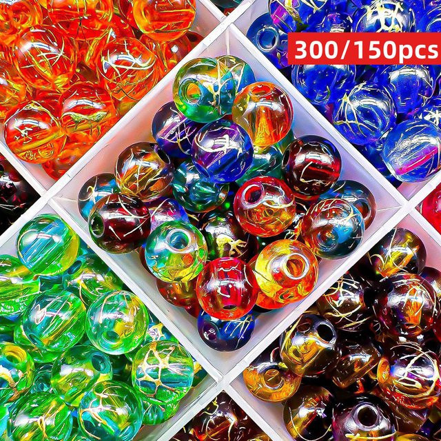 QYWCTZ Acrylperlen, zweifarbige Streifen, rund, 8 mm, Unisex - Bild 1