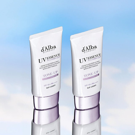 d'Alba Vegan Waterfull Purple Tone-Up Sonnencreme SPF50+, 2x 50ml