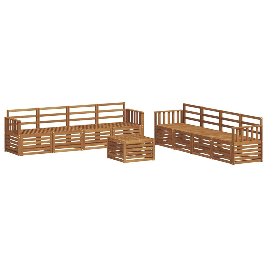 vidaXL Sofagarnitur 9-teilig aus Massivholz Akazie in Natur Braun mit Latten-Design - Bild 2