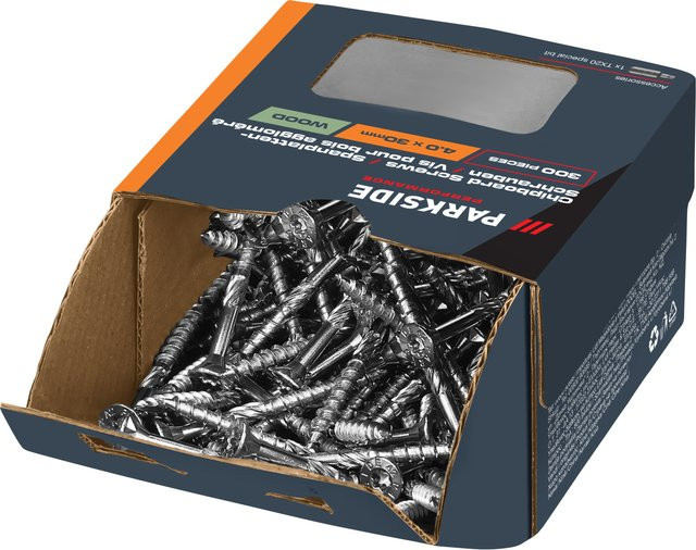 Parkside Performance Spanplatten-Schrauben aus Edelstahl mit Torx-Antrieb, Farbe: Silber, Durchmesser: 4,0 mm, Länge: 30 mm - Bild 1