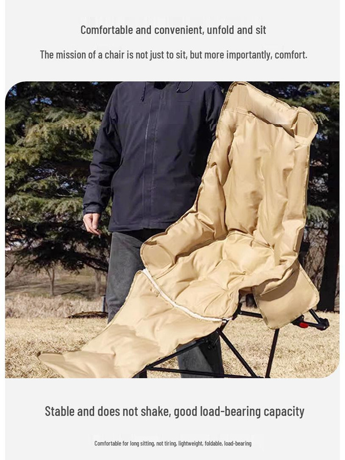 Take One Tragbarer Outdoor- und Bürostuhl mit Liegefunktion in Khaki aus Oxford-Gewebe mit 4-stufigem Beinstützelement und Polsterung - Bild 10