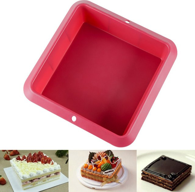 Fuleier Silikon Backform für Mousse und Dessert, quadratisch, rot - Bild 1