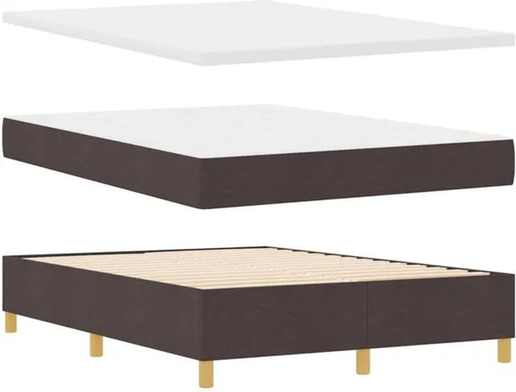 vidaXL Boxspringbett mit Matratze in Braun aus Stoff und Holzwerkstoff, B/T/H: 140 x 190 x 128 cm - Bild 1