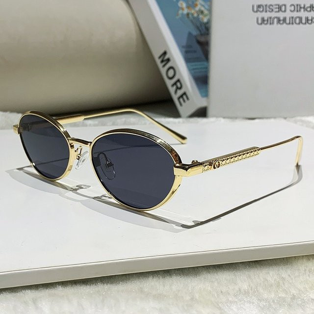 Glazzy Sonnenbrille, Rund, Vollrand, Metall, Gold, Damen - Bild 1