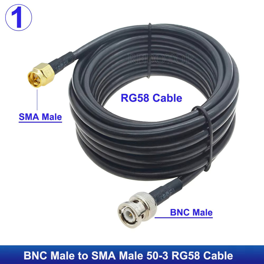 RFDOTOP RG58 HF-Koaxial-Verlängerungskabel BNC auf SMA Jumper Pigtail 50 Ohm Schwarz - Bild 2