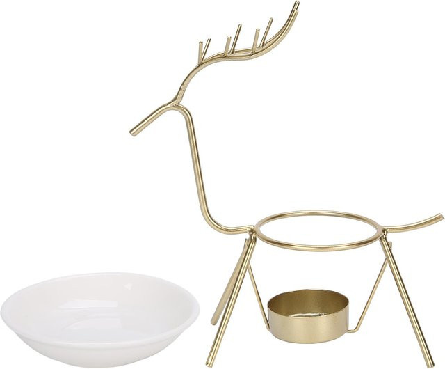 Koogeelife Aromaofen aus Eisen und Keramik für ätherische Öle in Beige und Gold - Bild 1