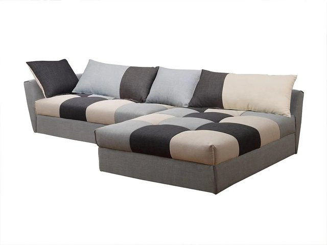 Vente-unique Schlafsofa Romane in Patchwork-Optik, L-Form, Hellgrau und Anthrazitgrau, Breite: 274 cm - Bild 1