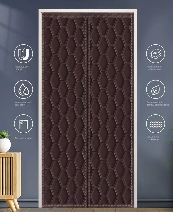 AWECOZEZQ Magnetischer Oxford Türvorhang Grau, Winddicht und Wärmedämmend, H: 210 cm x B: 80 cm - Bild 2