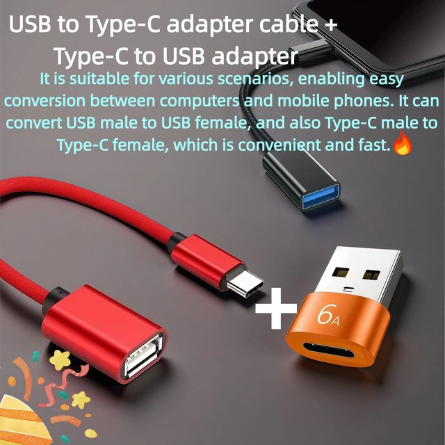 OTG USB-C auf USB-A Adapterkabel in Schwarz für Macbook, Huawei, Xiaomi und Realme - Bild 1