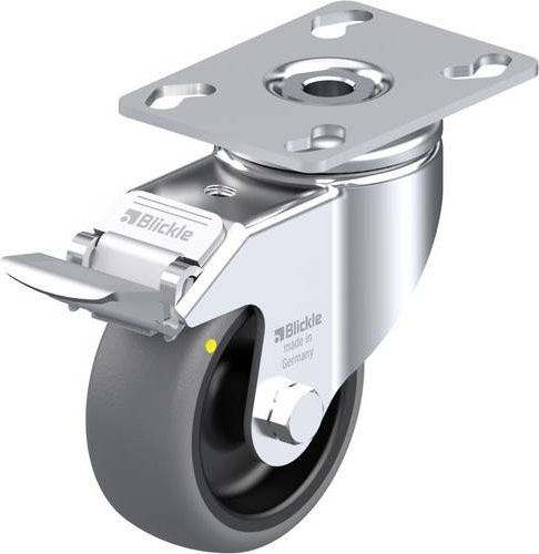 Blickle Lenkrolle LKPA-TPA 80G-FI-ELS mit Feststeller, Rad-Durchmesser: 80 mm, Tragfähigkeit: 65 kg, Farbe: Grau/Schwarz/Silber - Bild 1