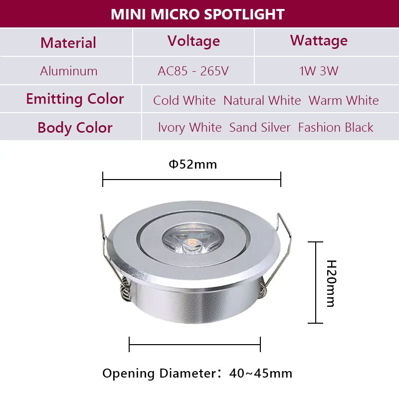 10er Set CTEEATE LED Mini Deckenstrahler Rund aus Aluminium für Innenbeleuchtung in Weiß und Schwarz - Bild 2