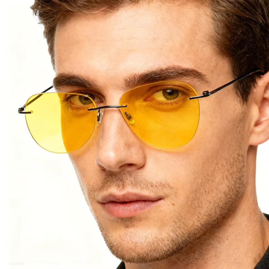 VIVIBEE Sonnenbrille Pilot, randlos, Titan, Gelb, Unisex - Bild 2