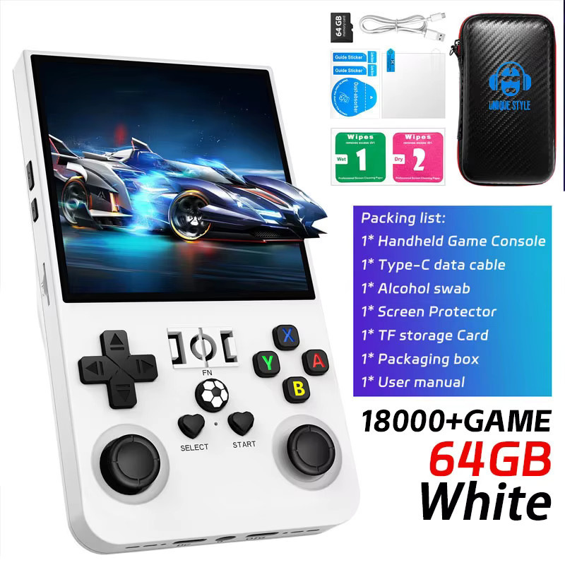 XISKT R36MAX Retro Handheld-Spielekonsole in Weiß mit RK3326 Chip, 4 Zoll Bildschirm und 64/128G Speicher für über 18000 Spiele - Bild 6