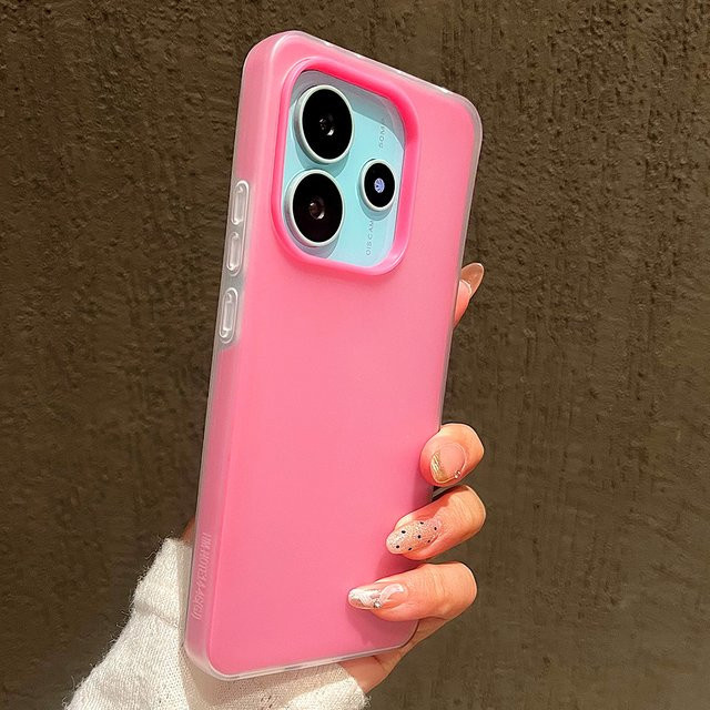 Candy Matte Silikon Handyhülle für Xiaomi Redmi Note 15 14 13 12 11 10 Pro Plus 5G 12S 14C 13C 4G Stoßfeste Schutzhülle in Weiß und Pink - Bild 1