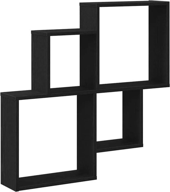 vidaXL Wandregal in Schwarz und Eichen-Optik aus Holzwerkstoff, B/T/H: 80 x 15 x 78,5 cm - Bild 1