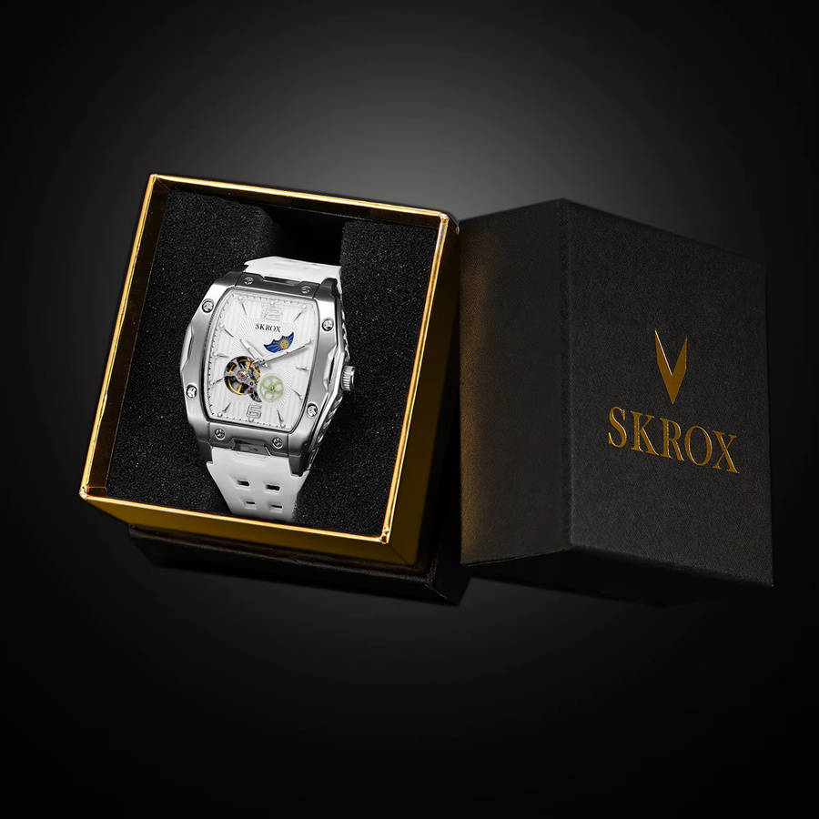 SKROX Armbanduhr Tonneau, Automatik, Mondphase, Tourbillon, Silikon, Herren - Bild 2