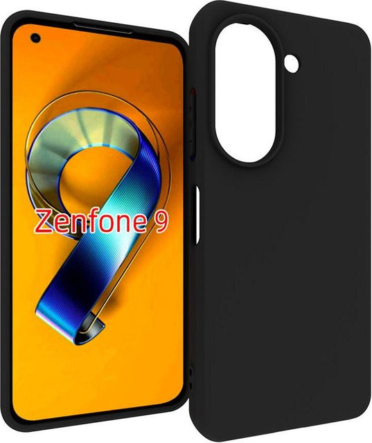 Rutschfeste TPU Silikon Hülle für ASUS Zenfone 9 in Schwarz Matt und Orange - Bild 1