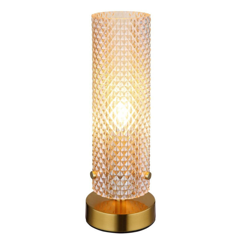 GLOBO Tischleuchte aus Glas und Metall in Gold und Amber mit E14 Fassung, Höhe: 28,5 cm, Durchmesser: 10 cm - Bild 2